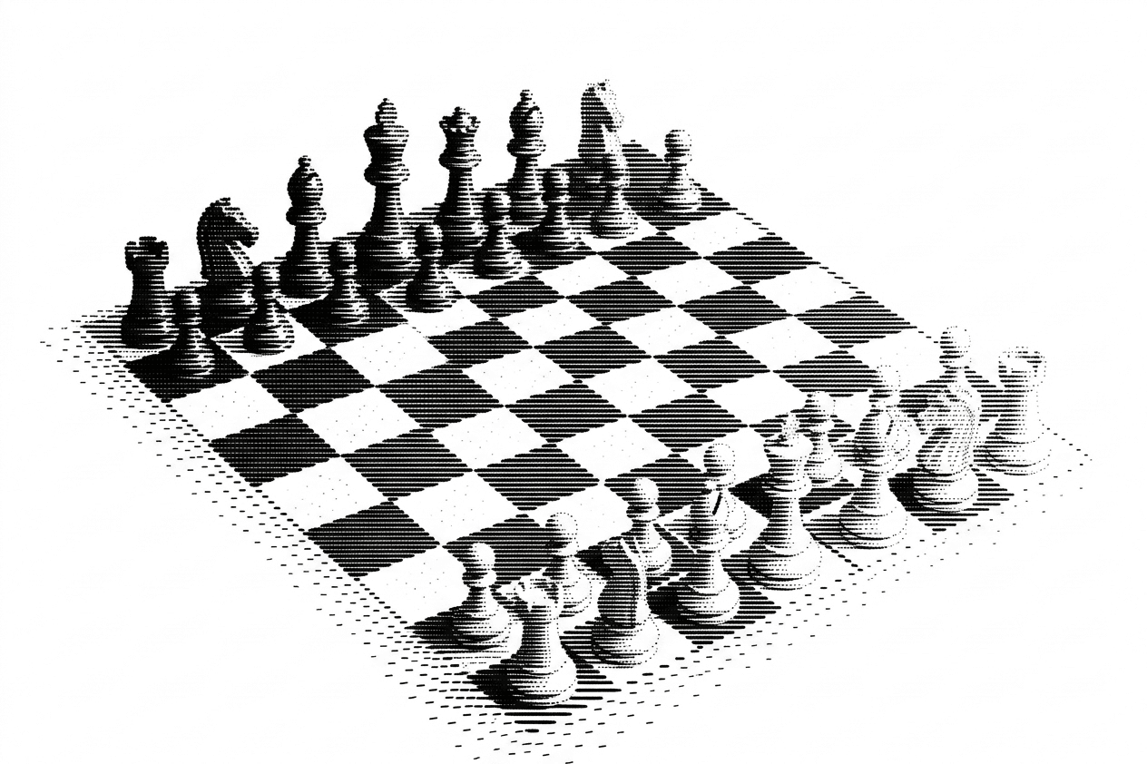 Dithered illustration of a chessboard